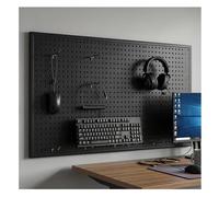 Rygcrud Metallo Pannello Forato Con 30 Ganci, Combinazione Pannelli E Unità Forati Organizer Da Parete Per Sala Giochi, Studio, Cucina, Bagno, Soggiorno, Veranda(nero,40x100cm)