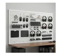 Rygcrud Metallo Pannello Forato Con 30 Ganci, Combinazione Pannelli E Unità Forati Organizer Da Parete Per Sala Giochi, Studio, Cucina, Bagno, Soggiorno, Veranda(Bianco,60x160cm)