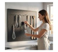 Rygcrud Pannelli Metallici Forati - Contenitori Da Cucina Pannello Da Parete, Pannello Forato Con 30 Ganci Per Casa E Ufficio, Garage, Organizzazione Degli Attrezzi(nero,30x50cm)