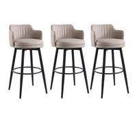 Rygcrud Set Di 3 Sgabelli Girevoli Da Bar, Sgabello Da Bancone Con Schienale Basso E Braccioli, Seduta In Pelle Napa, Per Isole Da Cucina, Banconi Da Colazione, Lounge E Pub(Cachi,H:75CM)