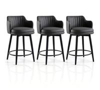 Rygcrud Set Di 3 Sgabelli Girevoli Da Bar, Sgabello Da Bancone Con Schienale Basso E Braccioli, Seduta In Pelle Napa, Per Isole Da Cucina, Banconi Da Colazione, Lounge E Pub(Grey,H:58CM)