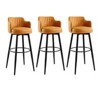 Rygcrud Set Di 3 Sgabelli Girevoli Da Bar, Sgabello Da Bancone Con Schienale Basso E Braccioli, Seduta In Pelle Napa, Per Isole Da Cucina, Banconi Da Colazione, Lounge E Pub(Arancia,H:82CM)