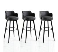 Rygcrud Set Di 3 Sgabelli Girevoli Da Bar, Sgabello Da Bancone Con Schienale Basso E Braccioli, Seduta In Pelle Napa, Per Isole Da Cucina, Banconi Da Colazione, Lounge E Pub(Grey,H:82CM)