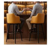 Rygcrud Sgabelli Da Bar Set Di 2, Pelle Napa Sgabelli Da Bar Girevoli A 360° Con Schienale Basso E Braccioli, Sedie Moderne Da Pranzo E Colazione Per Isola Bancone Caffetteria Pub(Arancia,H:82CM)