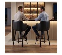 Rygcrud Sgabelli Da Bar Set Di 2, Pelle Napa Sgabelli Da Bar Girevoli A 360° Con Schienale Basso E Braccioli, Sedie Moderne Da Pranzo E Colazione Per Isola Bancone Caffetteria Pub(Grey,H:58CM)