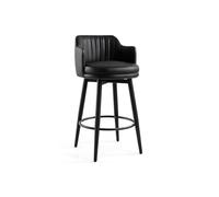 Rygcrud Sgabelli Da Bar, Sgabelli Girevoli Con Schienale Basso E Braccioli, Base In Acciaio Al Carbonio, Per Isole Da Cucina, Banconi Da Colazione, Lounge E Pub.(nero,H:65CM)