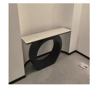 Rygcrud Tavolino Consolle Stretto Da 11,8 Pollici Con Base In Metallo A Forma Ellittica, Piano In Pietra, Ripiano Aperto Per Ingresso, Corridoio Stile Contemporaneo(Bianco,63in)