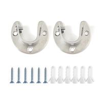 RYHHH 2 Pezzi Supporto per Asta Armadio, Supporti per Asta Flangiata, Supporti U per Armadio, con Viti e Tubo di Espansione, Adatto per le Aste Dell'Armadio 28mm -Argento