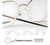 RYHHH 3 Pezzo Naselli Per Occhiali Antiscivolo,Naselli In Morbido Silicone a Forma Di u,Cuscinetti Per Occhiali,Con Viti e Cacciavite,Per Occhiali a Pieno Occhiali Da Sole (Trasparente,3 Dimensioni)