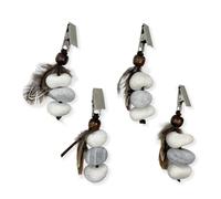 RYHHH 4 Pezzi Pesi per Tovaglie, Forma di Ciottolo Pesi per Tovaglia con Clip per Fermare per Tovaglia Tenere Decorato per Tabelle Tovaglie e Tovaglioli da Soffiare nel Vento (Bianco, Grigio)