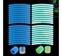 RYHHH 40 Pezzi Strisce Catarifrangenti Adesive,4 PCS Tappi Valvola Pneumatici Fluorescente, Per Rimorchi, Auto, Moto, Biciclette,Casco, Passeggino, Skateboard -Fatto Con Materiale Riflettente