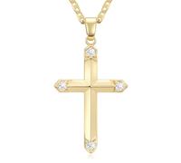 RYHIX Collana con croce in oro 14 K da donna, con ciondolo a forma di croce intrecciata, infinito, anello aperto, gioiello religioso, 33mm, Oro, Zirconia cubica
