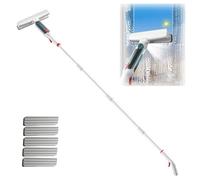 RYJYQYX Spruzzo 4 in 1 Pulisci Vetri Estensibile 41-190 CM, Lava Vetri Finestre con Raccoglitore Acque Nere E 5 Panni Lavavetri Professionale per Finestre Alte Interno/Esterno