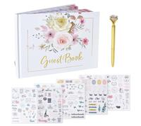 Rylae Libro Degli Ospiti Matrimonio, Guest Book, Libro dei Firmati per Matrimonio con Copertina Rigida e Penna e 4 Adesivi, per Celebrazioni e Album Foto DIY
