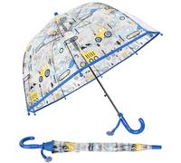 Rylae Ombrello per bambini con manico a bastone Modello Bulldozer Ombrello trasparente 70cm/27,5" Cupola Apertura 8 nervature manuale Antivento e Antipioggia per bambini di 3-8 anni