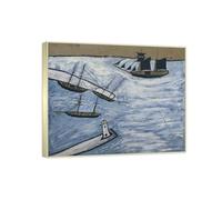 RYLJCZ Alfred Wallis Riproduzioni di dipinti famosi (St Ives Harbour) stampe su tela - Dipinti artistici da parete per la decorazione del soggiorno 40 x 50 cm ChampagneFrames