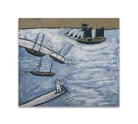 RYLJCZ Alfred Wallis Riproduzioni di dipinti famosi (St Ives Harbour) stampe su tela - Dipinti artistici da parete per la decorazione del soggiorno 50 x 60 cm (19,7 x 23,7 pollici) senza cornice