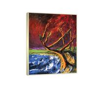 RYLJCZ Dipinti astratti famosi.Poster e stampe artistiche di Emil Nolde (Tree on the Beach). Riproduzione su tela. Quadro decorativo per soggiorno.(40x50cm(15.8x19.7in)/Cornici Champagne)