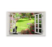 RYLJCZ Stampa su tela con paesaggio naturale/Finestra finta a tema Paesaggio/Poster in giardino primaverile/Pittura decorativa per il soggiorno di casa. Solo tela 50x75 cm (19,7x29,6).