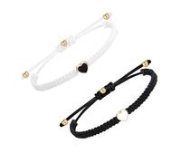 RYMAUP Confezione da 2 bracciali da donna a forma di cuore, braccialetti dell'amicizia abbinati, con cordoncino regolabile, bracciale intrecciato a mano, multicolore, L