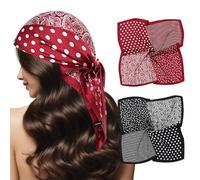 RYMAUP Confezione da 2 sciarpe in seta per donna, grandi, quadrate, eleganti, sciarpe, per donne, bandana, ragazza, bandana, copricapo pirata, 70 x 70 cm, multicolore, L