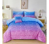 RYNGHIPY Set di biancheria da letto per ragazzi e ragazze, 6 pezzi, colore arcobaleno, con sfumature di colore rosa indaco sfumato, per letto singolo
