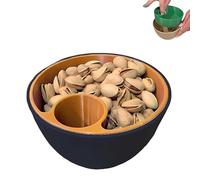 RynoPulse Ciotola per noci e semi con stampa 3D, set di ciotole per pistacchio a doppia camera con supporto a conchiglia, organizer per snack 2 in 1, per pistacchi/edame/popcorn/arachidi (nero)