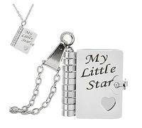 RynoPulse Collana Libro Piccola Stella, Collana Libro Mia Incredibile Figlia, Apribile Con 6 Pagine Incise, Regalo per Figlie (Argento)