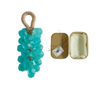 RynoPulse Sapone all'uva su una corda, sapone all'uva fatto a mano, sapone aromatico portatile per mani e viso, per doccia, da appendere per cucina o bagno (albero del tè blu)