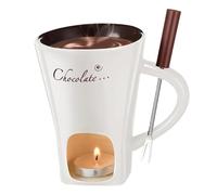 RynoPulse Tazza per fonduta di cioccolato, tazza per fonduta di cioccolato con forchetta e candela, tazze portatili in ceramica per dessert, mini tazza scalda formaggio, 130 ml, per scuola, ufficio