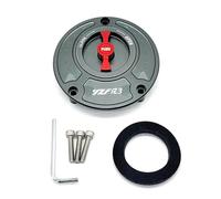 Rynplex For, R3 2014 2015, Copertura del tappo del serbatoio del carburante in alluminio CNC Accessori for moto senza chiave 6 colori Lucchetto per tappo serbatoio carburante moto(Gray and Red)