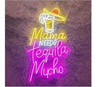 Rynzo luci al neon per feste Insegna al neon dall'atmosfera rilassante Mama Needs Tequila Mucho per Wine Bar(B)