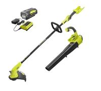 Ryobi 40 V Cordless Battery Attachment Capable String Trimmer and Leaf Blower Combo Kit (2-Tools) w/ 4.0 Ah Battery & Charger