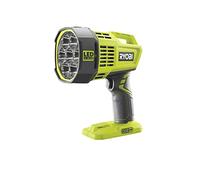 Ryobi 5133003372 - Faretto a batteria, lampada/faretto per medie e lunghe distanze (600 m), LED a lunga durata con luce bianca chiara, 2 livelli di illuminazione, 2500 lumen, funzionamento ibrido con