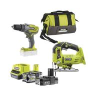 Ryobi Avvitatore a batteria R18DD3 e seghetto alternativo R18JS Set