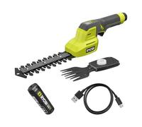 Ryobi Cesoie Tagliaerba e Sfoltirami 2-in-1 USB Lithium 4V, Lama Arbusti 14 cm, Lama Tagliaerba 8,5 cm, Batteria 2.0Ah Inclusa, RY4CGSA-120