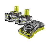 Ryobi Kit 18V ONE+ 2 Batterie 5,0Ah e Caricabatterie Super-Rapido 5A | Lithium+, IntelliCell, 4 Indicatori LED, 60 Minuti per 5,0Ah, Compatibile con Tutti gli Utensili 18V ONE+