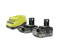 Ryobi Kit 2 Batterie Originali 18V ONE+ Lithium+ 4,0 Ah + 2,0 Ah con Caricabatterie, Indicatori Stato Carica, Compatibile con Tutti i Prodotti 18V ONE+, RC18120A-242X