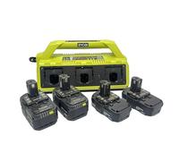Ryobi Kit compressore chimico a 6 porte ONE+ da 18 Volt con 4 batterie - P1821 - (confezione sfusa)