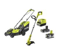 Ryobi Kit Rasaerba OLM1833B Tagliabordi OLT1832 Batteria 18V ONE+ (4.0 + 2.0) Ah