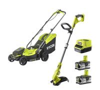 Ryobi Kit Rasaerba OLM1833B Tagliabordi OLT1832 Batteria 18V ONE+ Kit 2x4.0 Ah