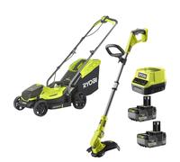 Ryobi Kit Rasaerba OLM1833B Tagliabordi OLT1832 Batteria 18V ONE+ Kit 2x5.0 Ah