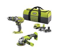 Kit trapano e smerigliatrice a batteria 18V Ryobi R18PDAG-242S