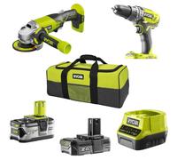 Ryobi Kit Trapano + Smerigliatrice Batteria R18PDAG-242S