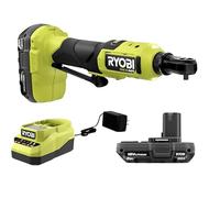 Ryobi One+ HP 18 V 1/4" Brushless Cordless Compact Electric Ratchet Kit con batteria al litio 2.0Ah e caricabatterie, testa rotante a 4 posizioni e fino a 460 giri/min