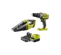 Ryobi OnePlus - Trapano a impatto 18 V, aspirapolvere a mano 18 V, One Plus, 1 batteria al litio Plus 1,3 Ah, 1 caricatore rapido - R18PDHV-213G