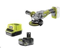 Ryobi R18AG7-150GZ, Smerigliatrice Angolare a Batteria 18V ONE+, 1 Batteria al Litio 5.0Ah + Caricatore Rapido 2.0A, 3 Posizioni di Impugnatura, 11.000 giri/min, Borsa con 1 Mola
