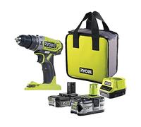 Ryobi R18PD2-242S Trapano Avvitatore a Percussione a Batteria 18V ONE+, Include Una Batteria 2.0Ah e Una Batteria 4.0Ah, 2 Velocità, 24 Regolazioni di Frizione, Luce LED