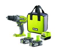 Ryobi R18PD3-215S Trapano Avvitatore a Percussione a Batteria 18V ONE+, Include Due Batterie 1.5Ah, 24 Regolazioni di Frizione, Luce LED, per Legno, Metallo e Muratura