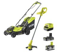 Ryobi Rasaerba Tagliabordi Batteria 18V ONE+ OLM1833B + RY18LT23A (2.0 + 4.0)Ah